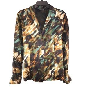 Jones NY Silk Camouflage Print Blouse